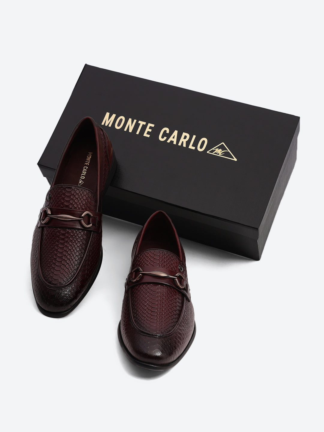 Men Cherry Slip on Leather Penny Loafers