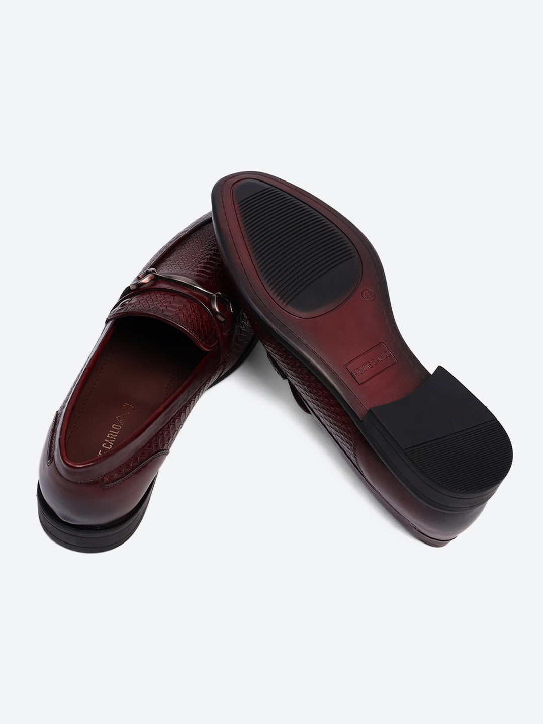 Men Cherry Slip on Leather Penny Loafers