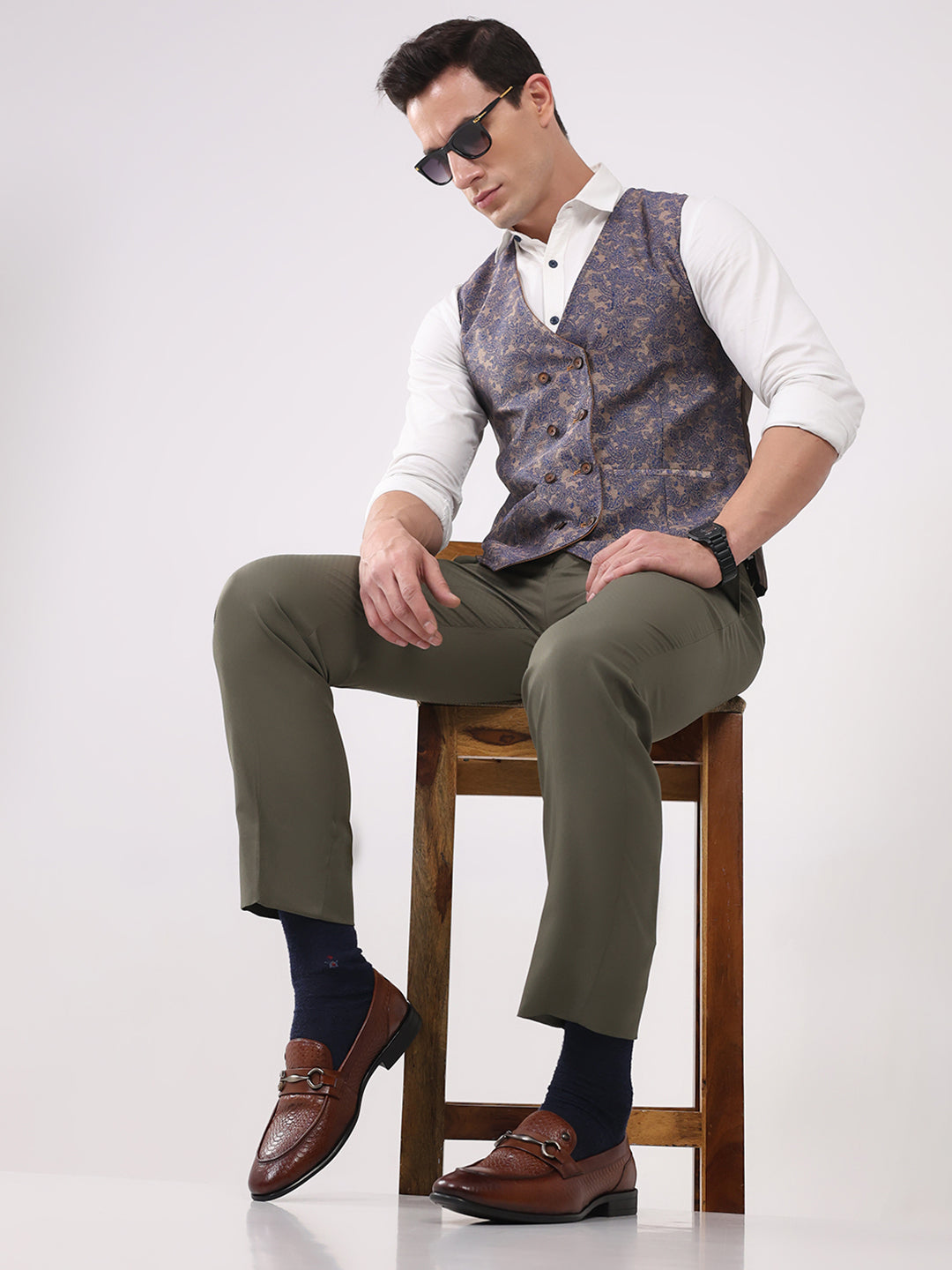 Men Tan Slip on Leather Penny Loafers