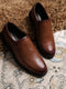 Men Tan Leather Slip on Shoes