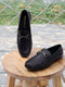 Men Black Slip on Leather Loafers