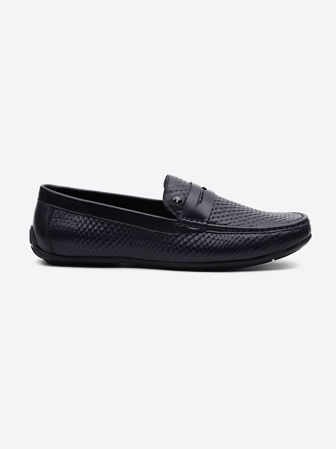 Men Navy Blue Comfortable Slip on Leather Loafers