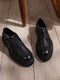 Men Black Lace Up Leather Chunky Shoes