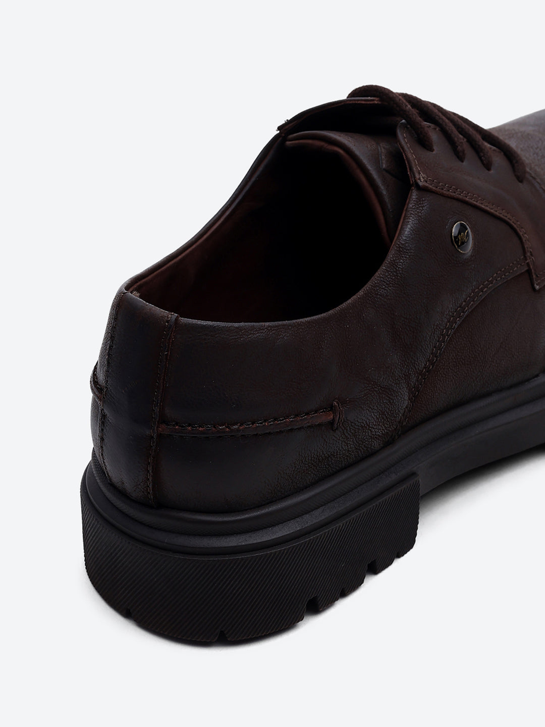 Men Brown Lace Up Leather Chunky Shoes