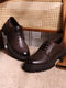 Men Brown Lace Up Leather Chunky Shoes