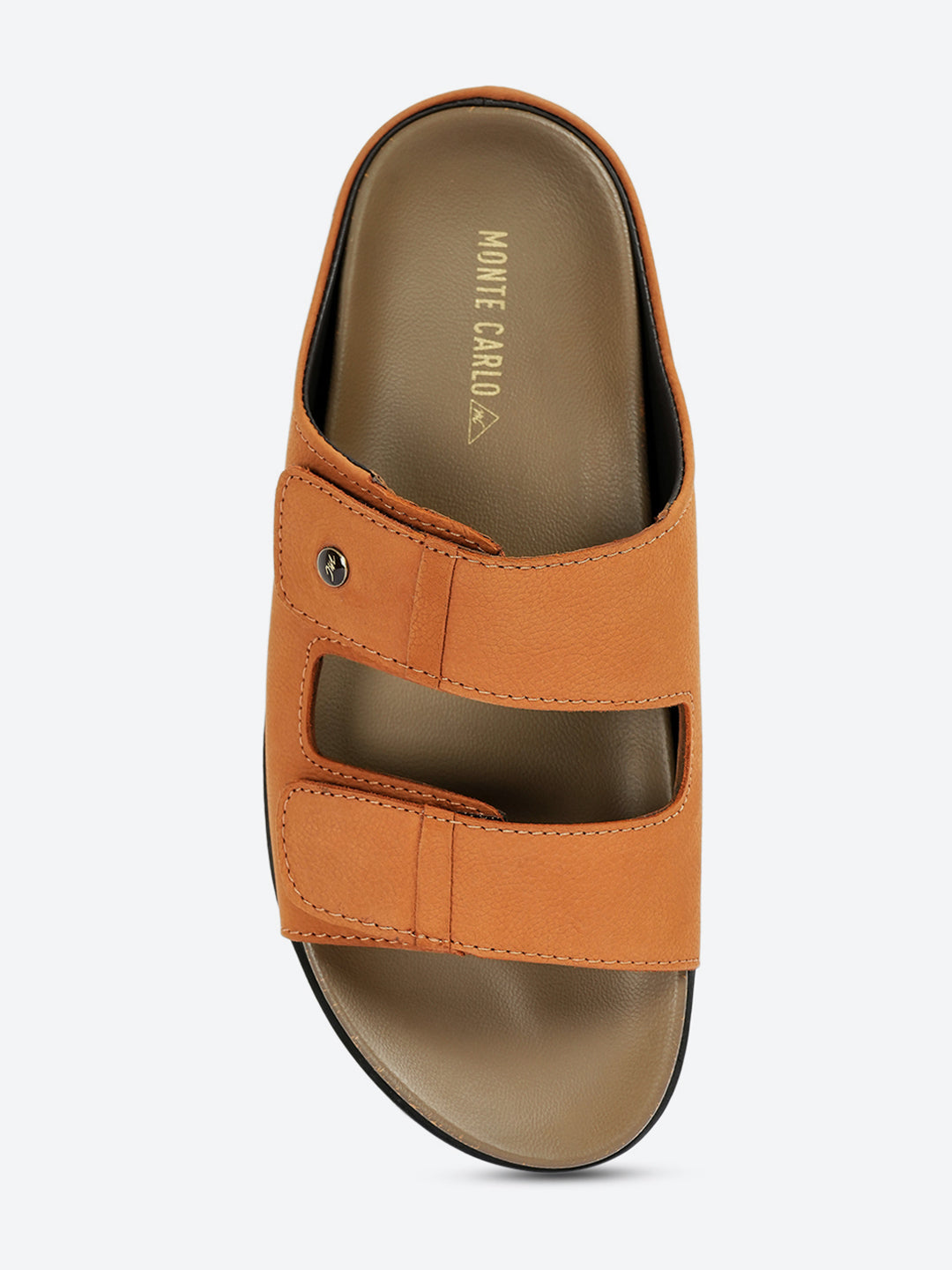 Men Tan Slip on Leather Sandals
