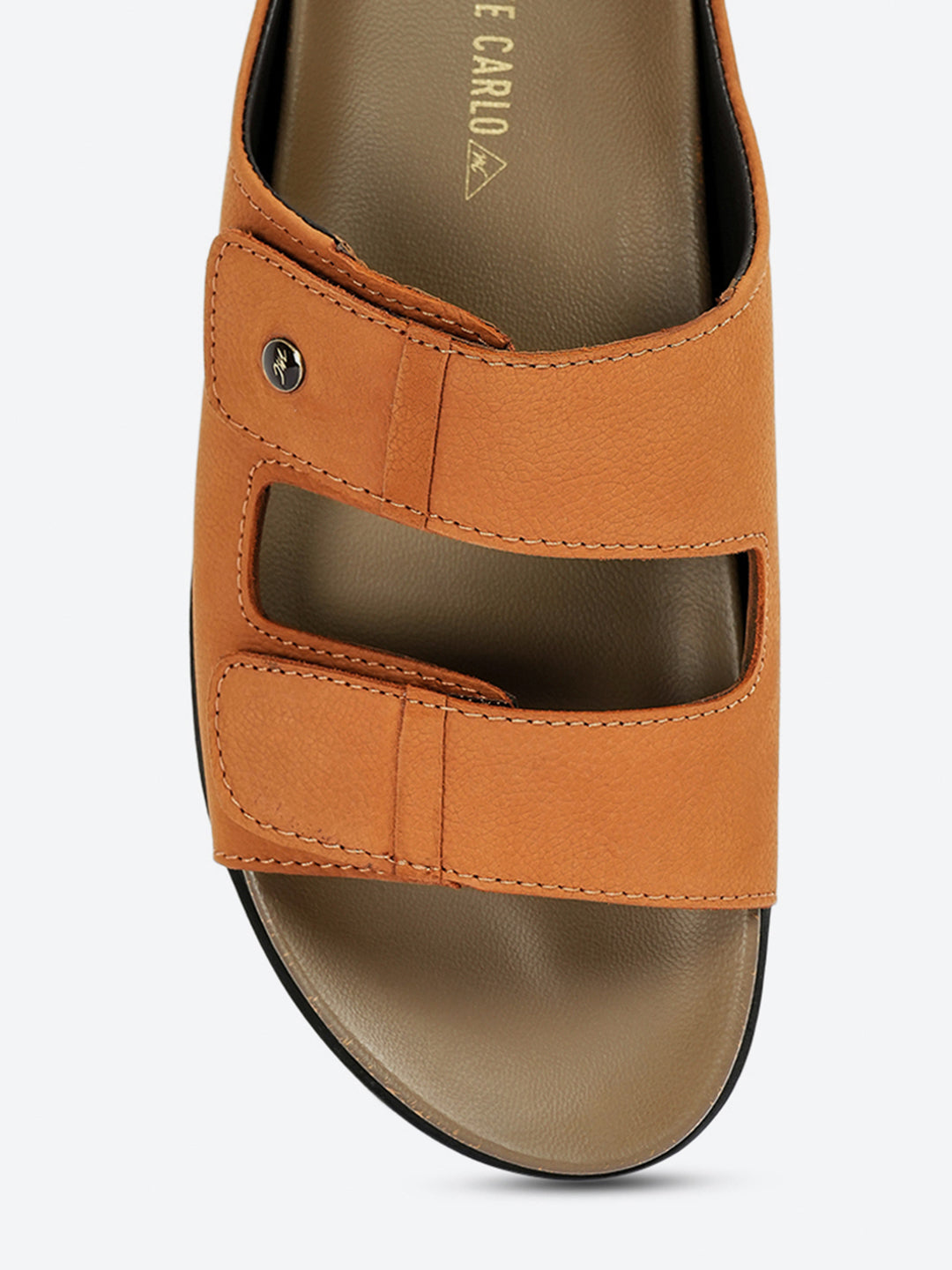 Men Tan Slip on Leather Sandals