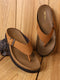 Men Tan Buckle Genuine Leather Slipper