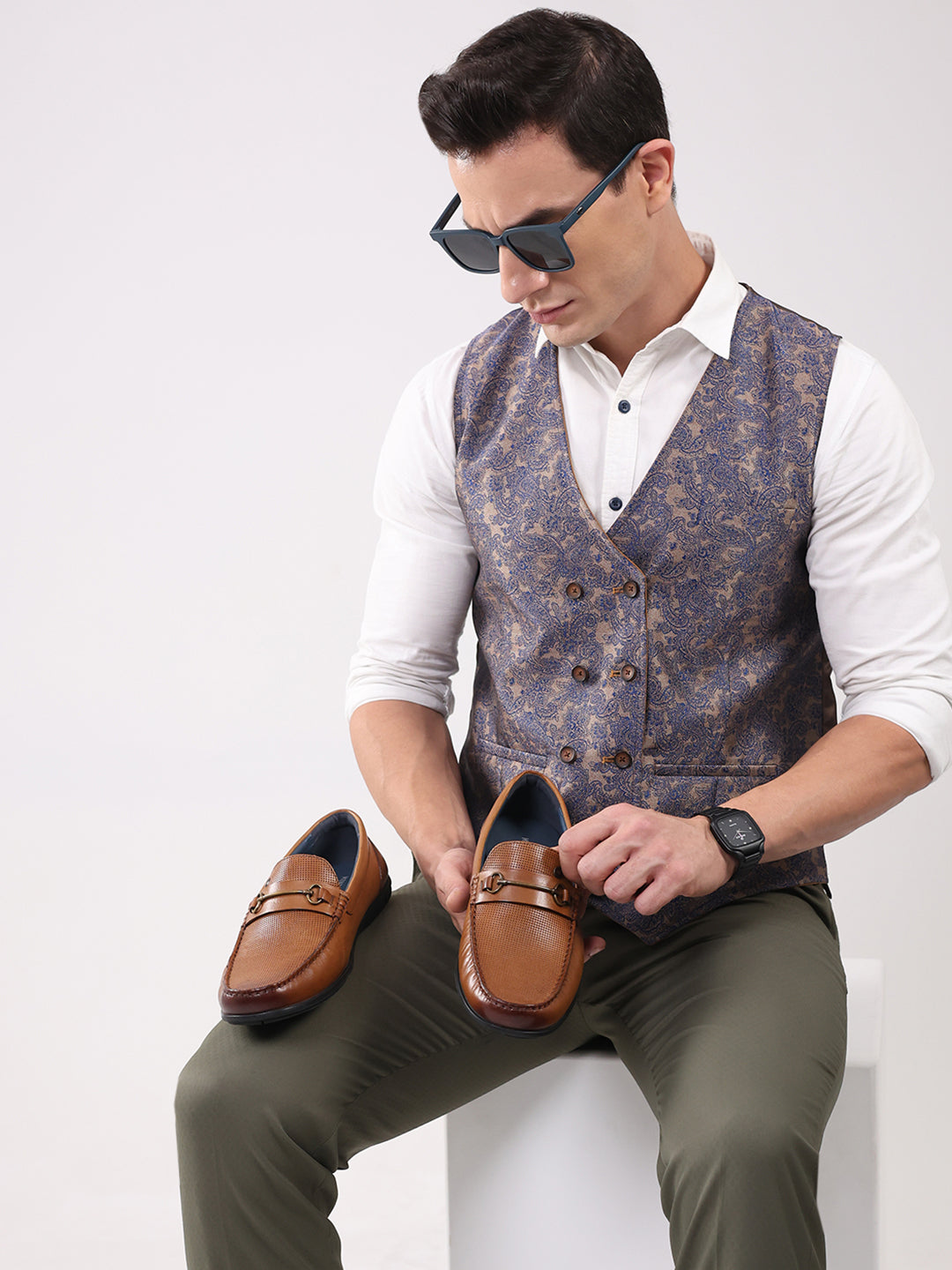 Men Tan Slip on Genuine Leather Loafers