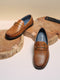 Men Tan Slip on Genuine Leather Loafers