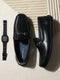 Men Black Slip on Genuine Leather Loafers