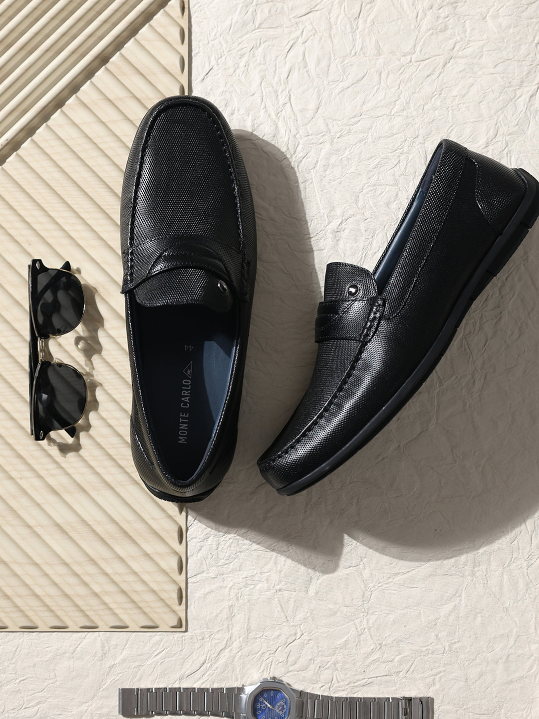 Men Black Slip on Genuine Leather Loafers