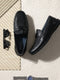 Men Black Slip on Genuine Leather Loafers