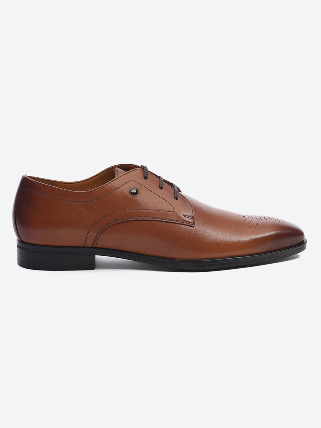 Men Tan Lace Up Genuine Leather Formal Shoes