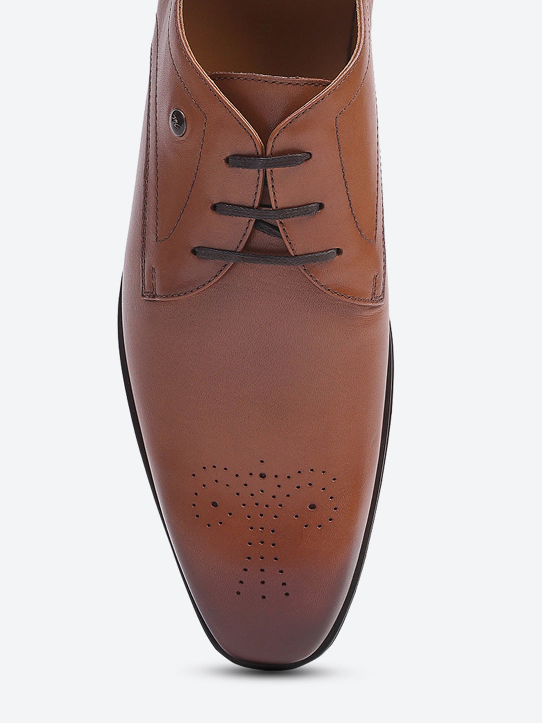 Men Tan Lace Up Genuine Leather Formal Shoes