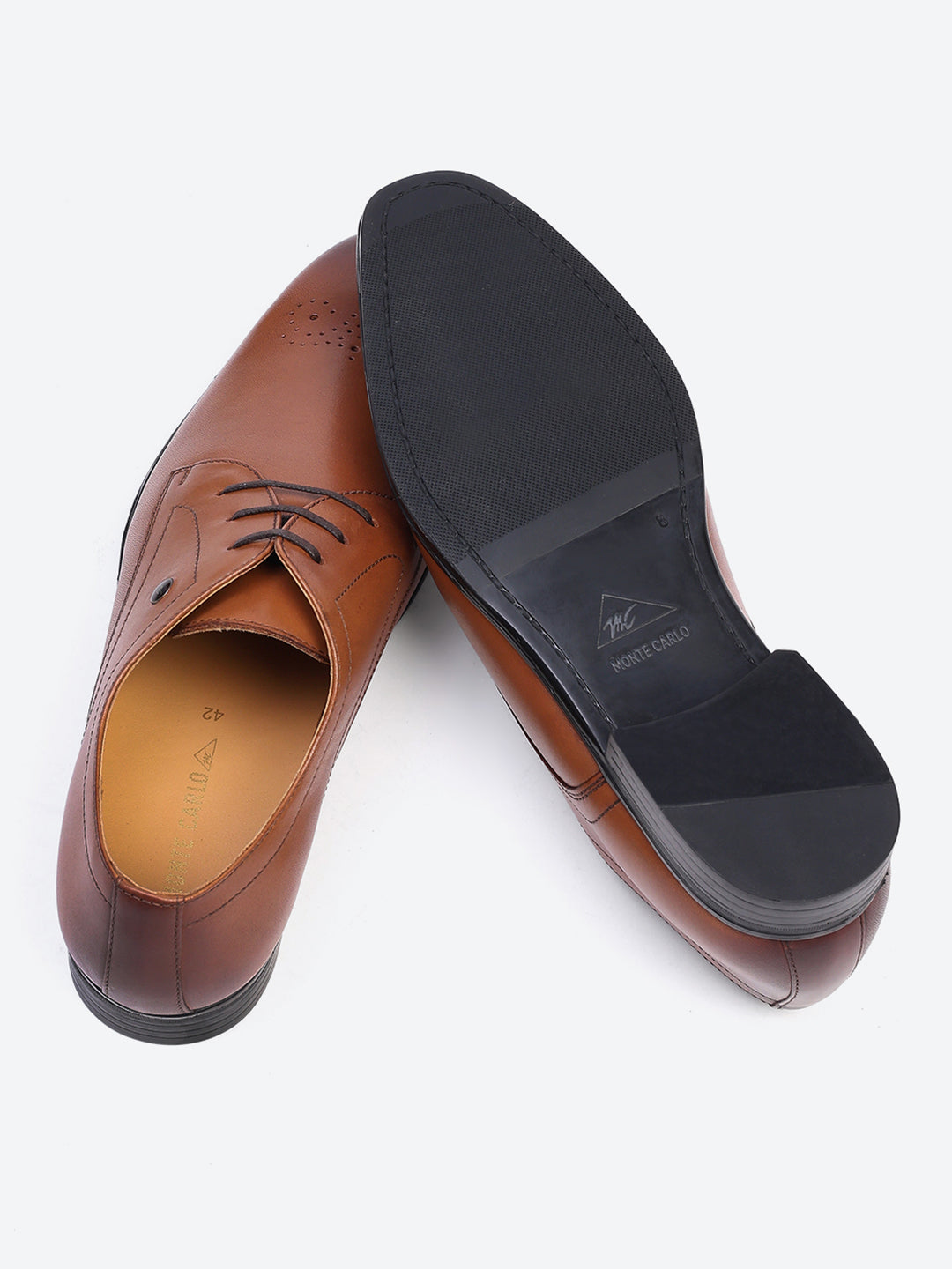 Men Tan Lace Up Genuine Leather Formal Shoes