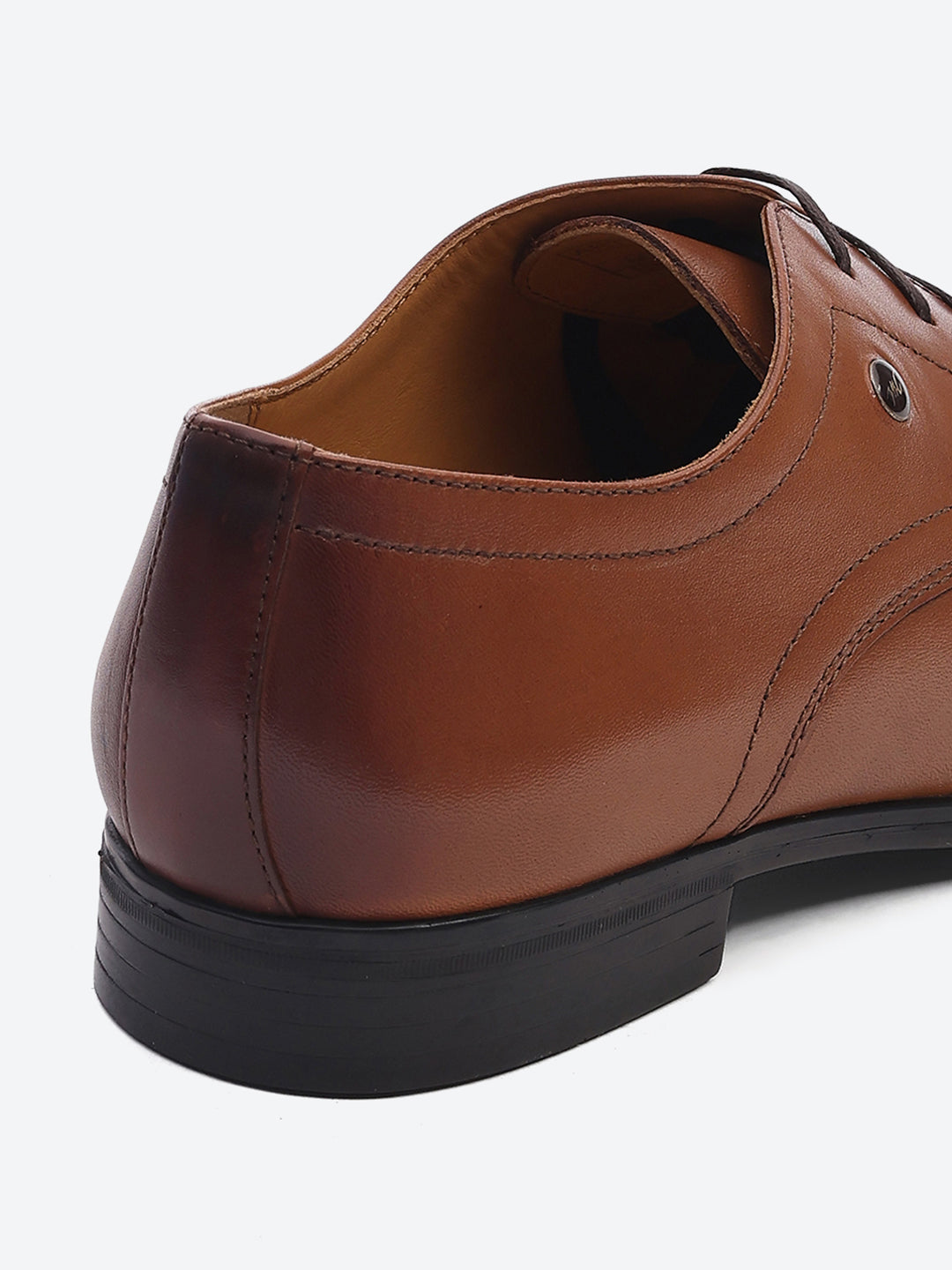 Men Tan Lace Up Genuine Leather Formal Shoes