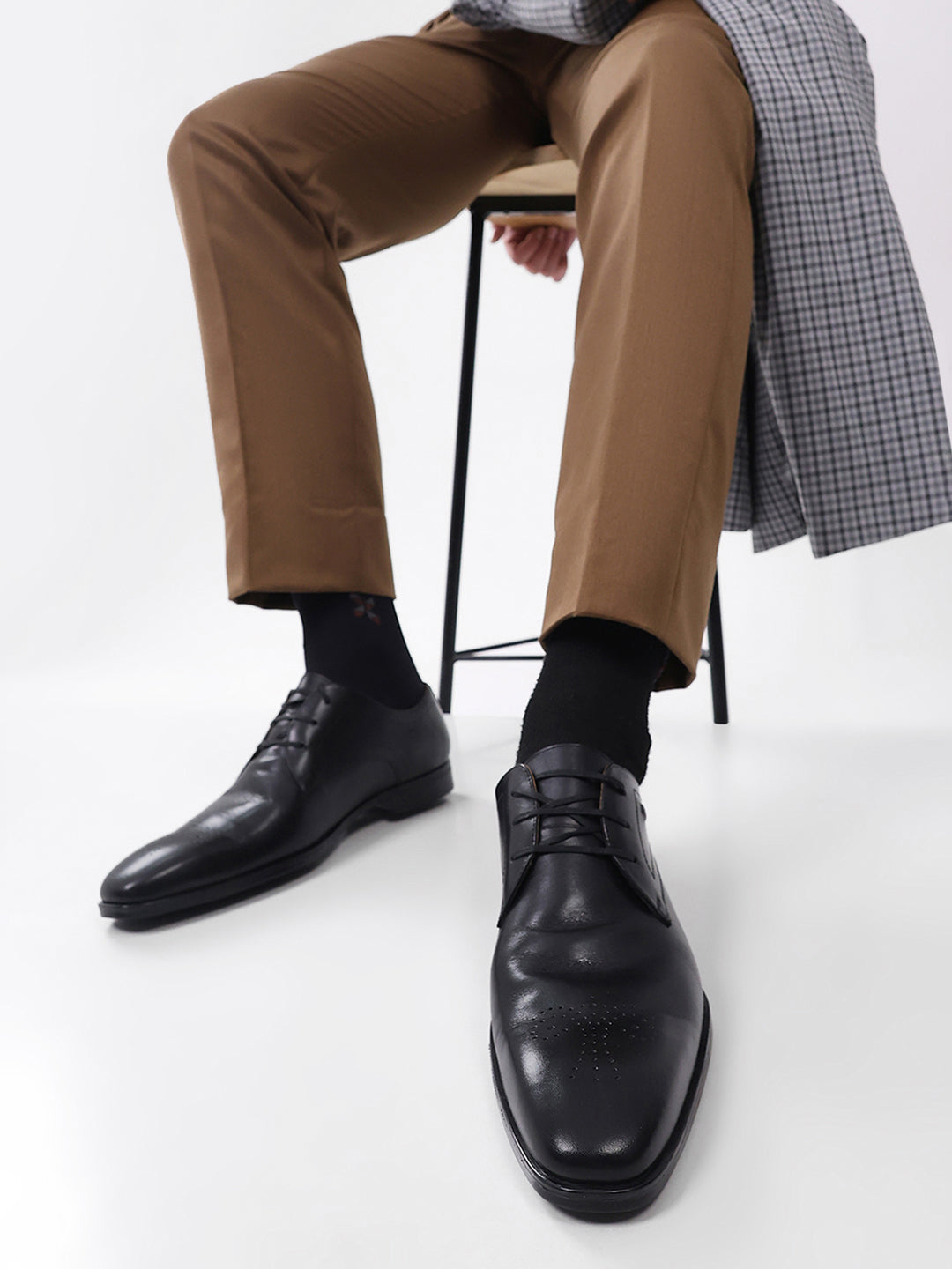 Men Black Lace Up Genuine Leather Formal Shoes