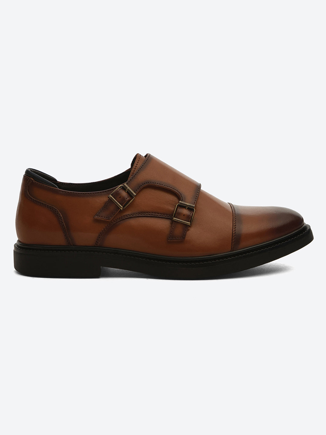 Monte Carlo Tan Double Monk Strap Formal Shoes for Men
