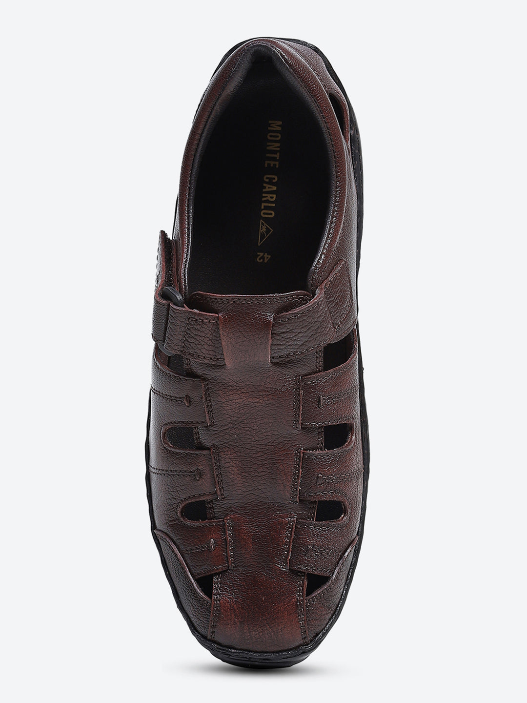 Men Brown Velcro Leather Sandals