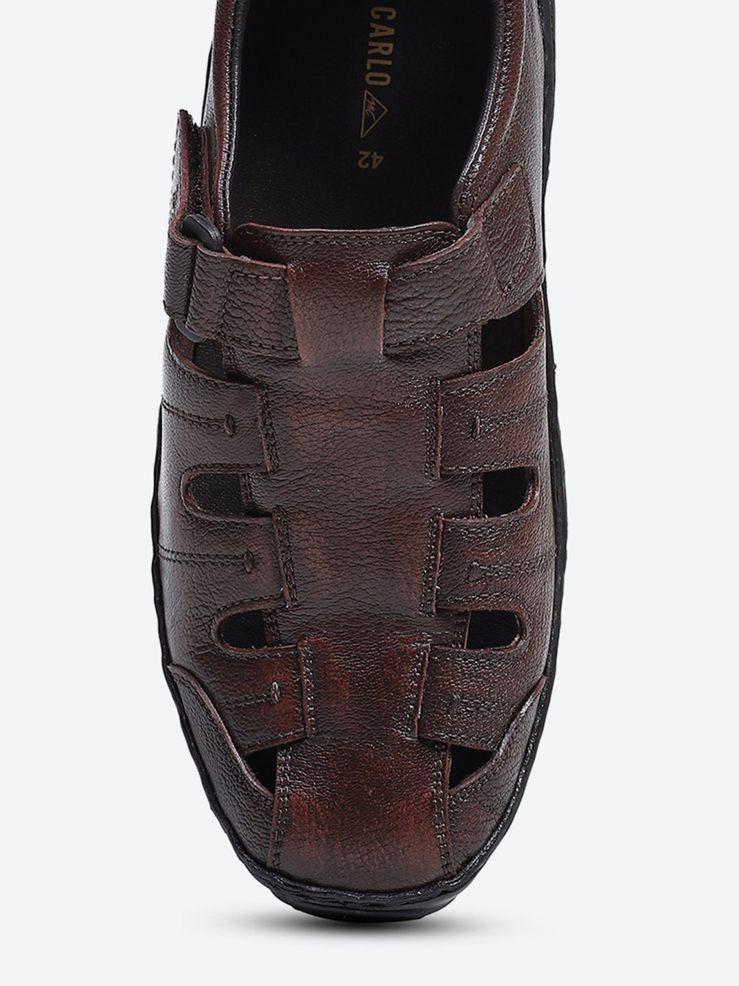 Men Brown Velcro Leather Sandals