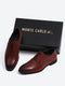 Men Maroon Solid Lace Up Genuine Leather Formal Oxfords