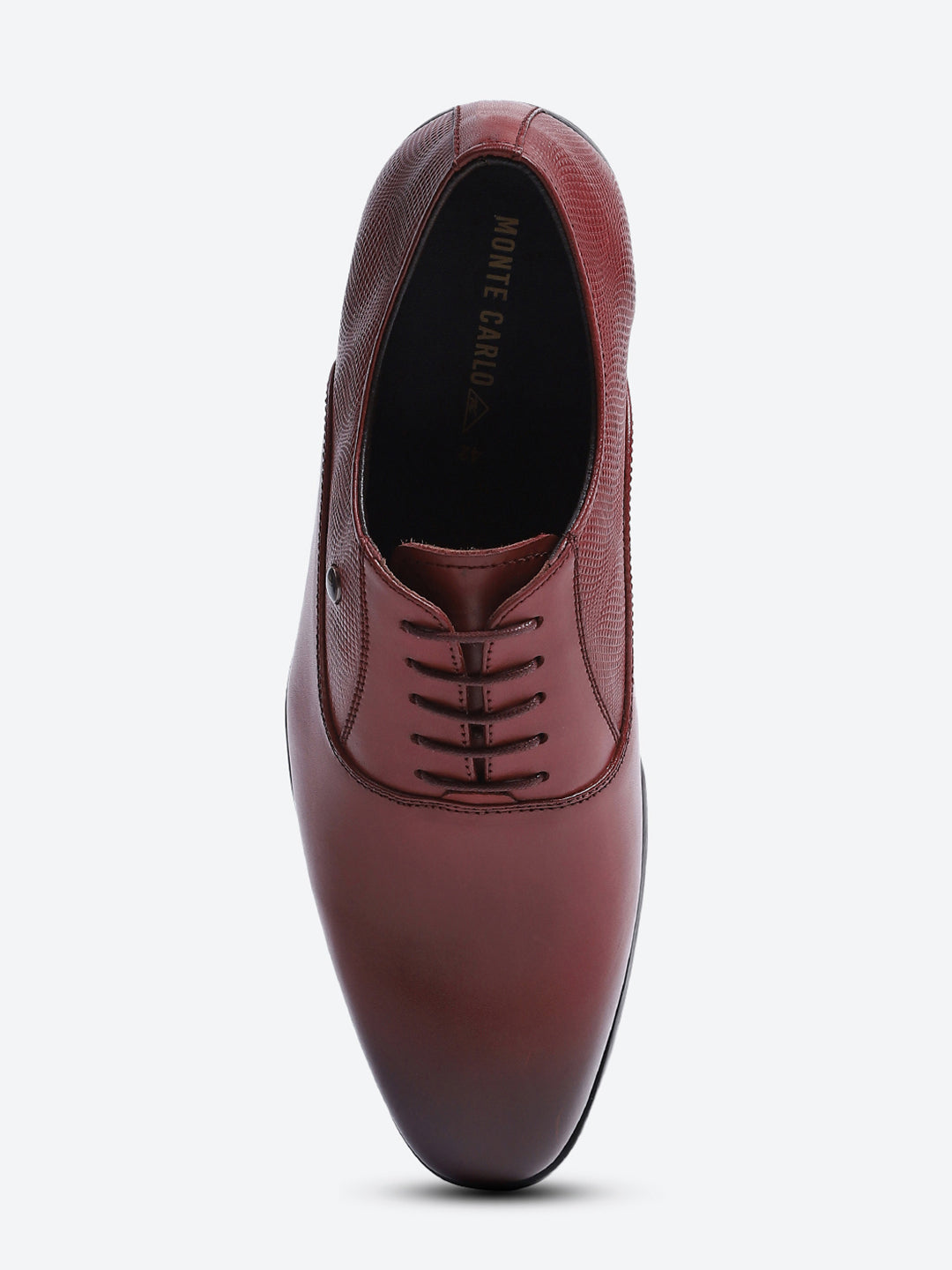 Men Maroon Solid Lace Up Genuine Leather Formal Oxfords