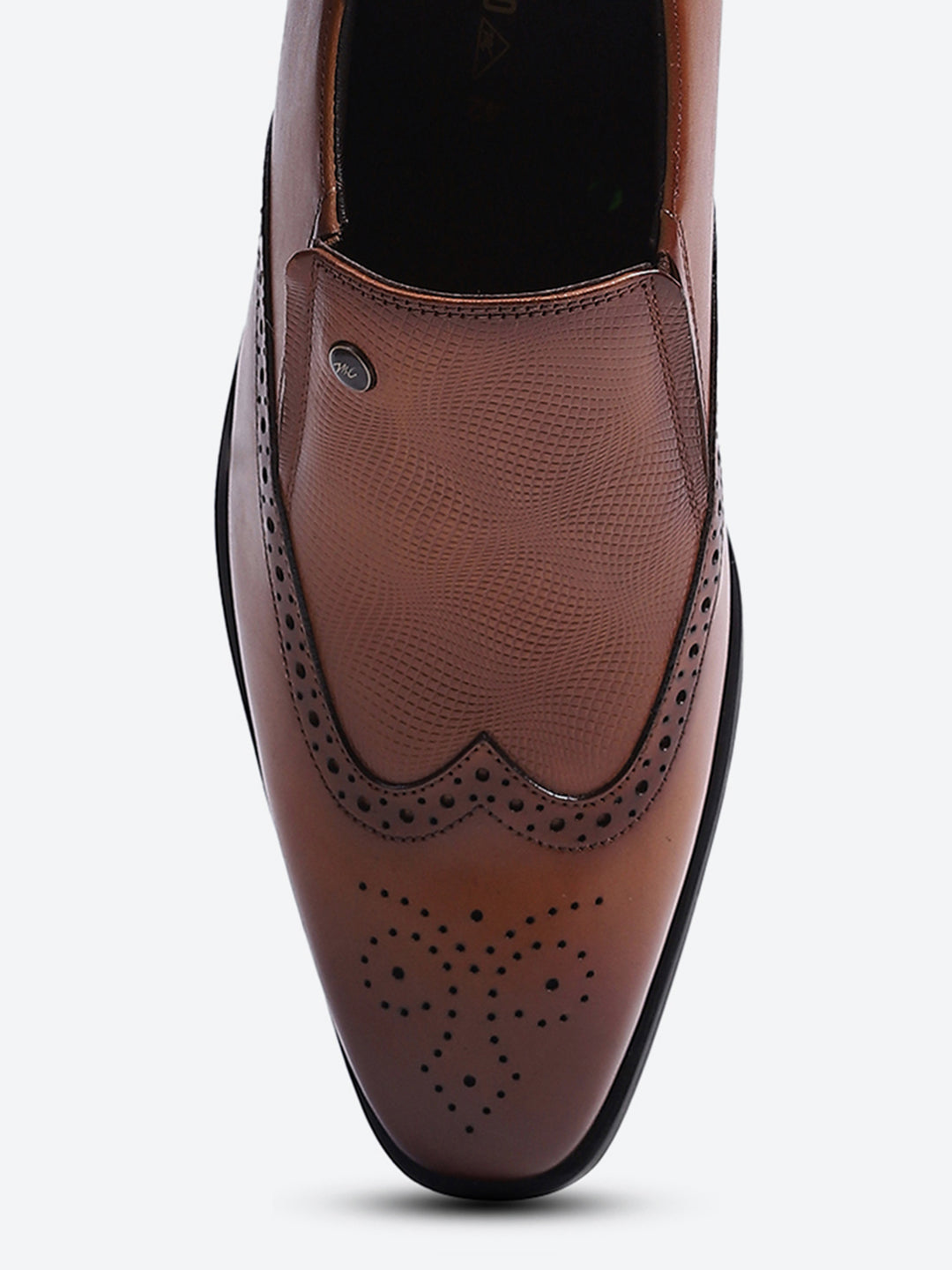 Men Tan Solid Slip on Genuine Leather Formal Shoes