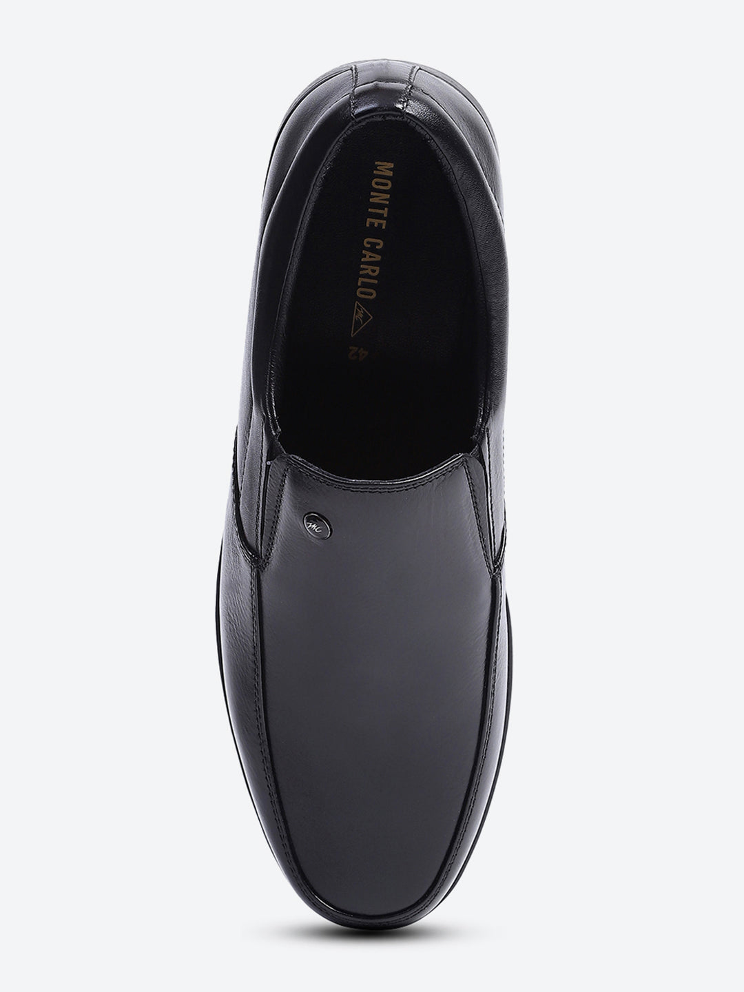 Men Black Solid Slip on Genuine Leather Square Toe Slip on Shoes