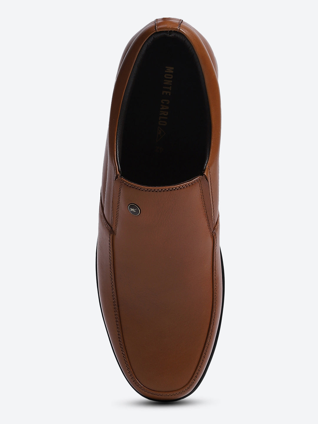 Men Tan Solid Slip on Genuine Leather Square Toe Slip on Shoes