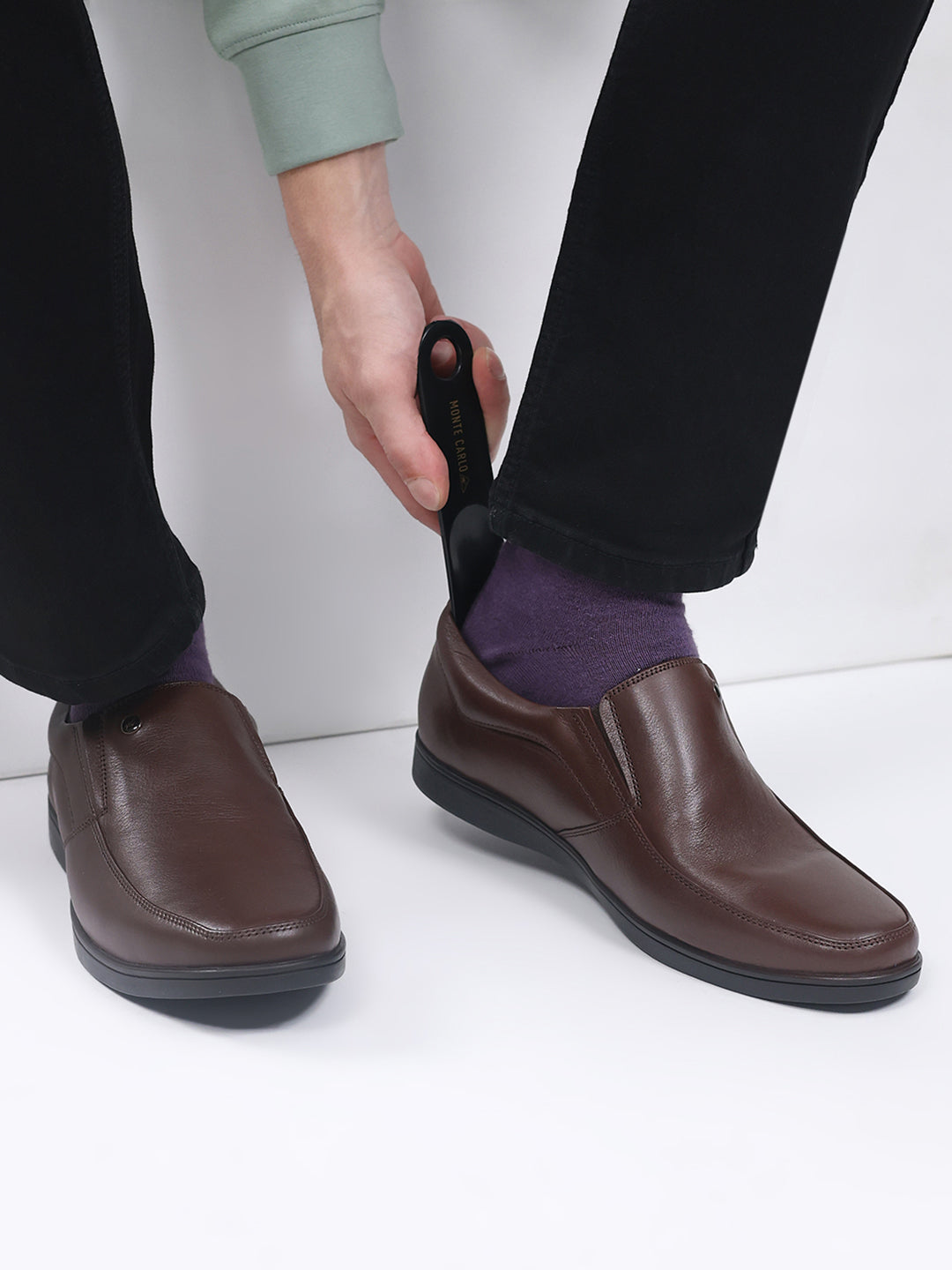 Men Brown Slip on Leather Shoes