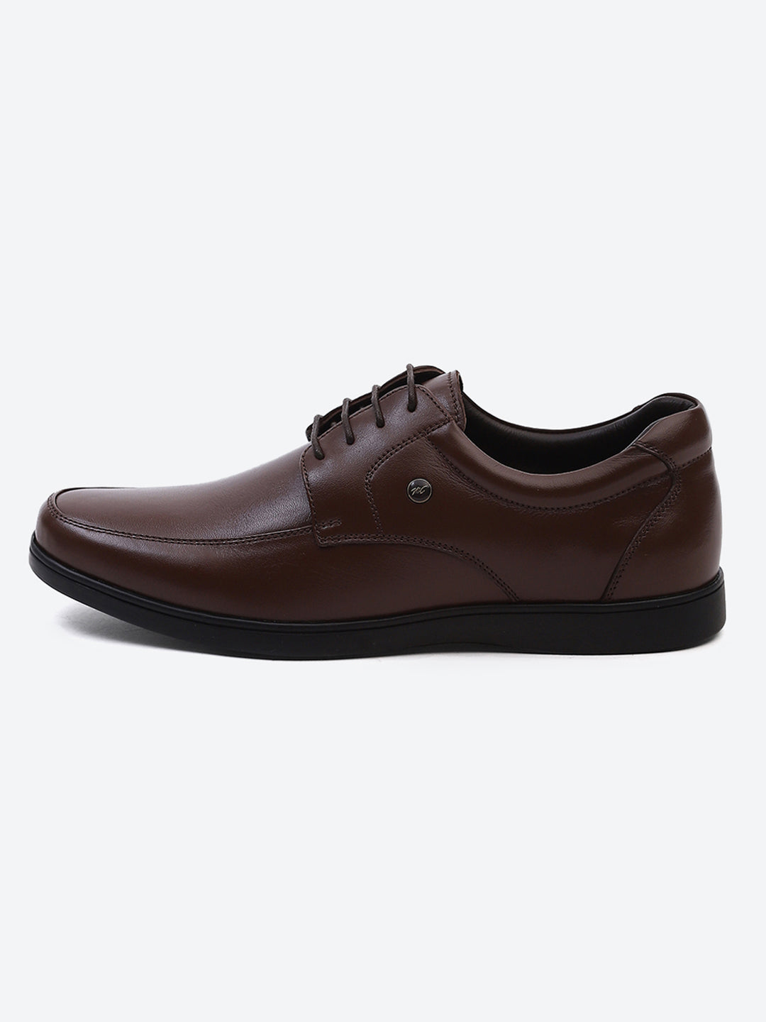 Men Brown Solid Lace Up Genuine Leather Formal Derby