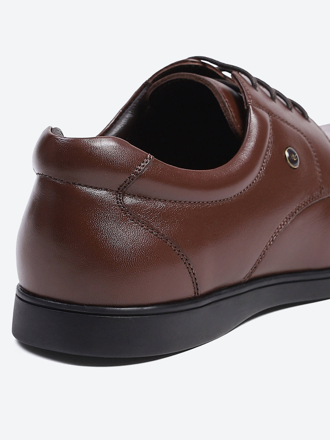 Men Brown Solid Lace Up Genuine Leather Formal Derby