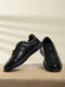 Men Black Lace-Up Genuine Leather Casual Sneaker