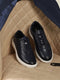 Men Navy Blue Lace-Up Genuine Leather Casual Sneaker