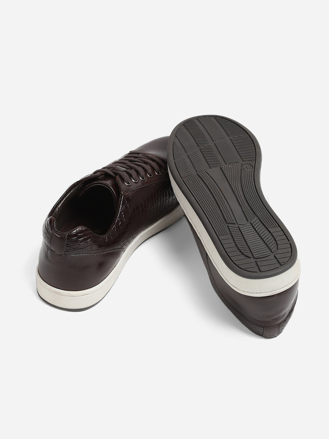 Men Brown Lace-Up Genuine Leather Casual Sneaker