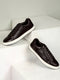 Men Brown Lace-Up Genuine Leather Casual Sneaker