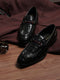 Men Black Slip-On Genuine Leather Croco Print Penny Loafers