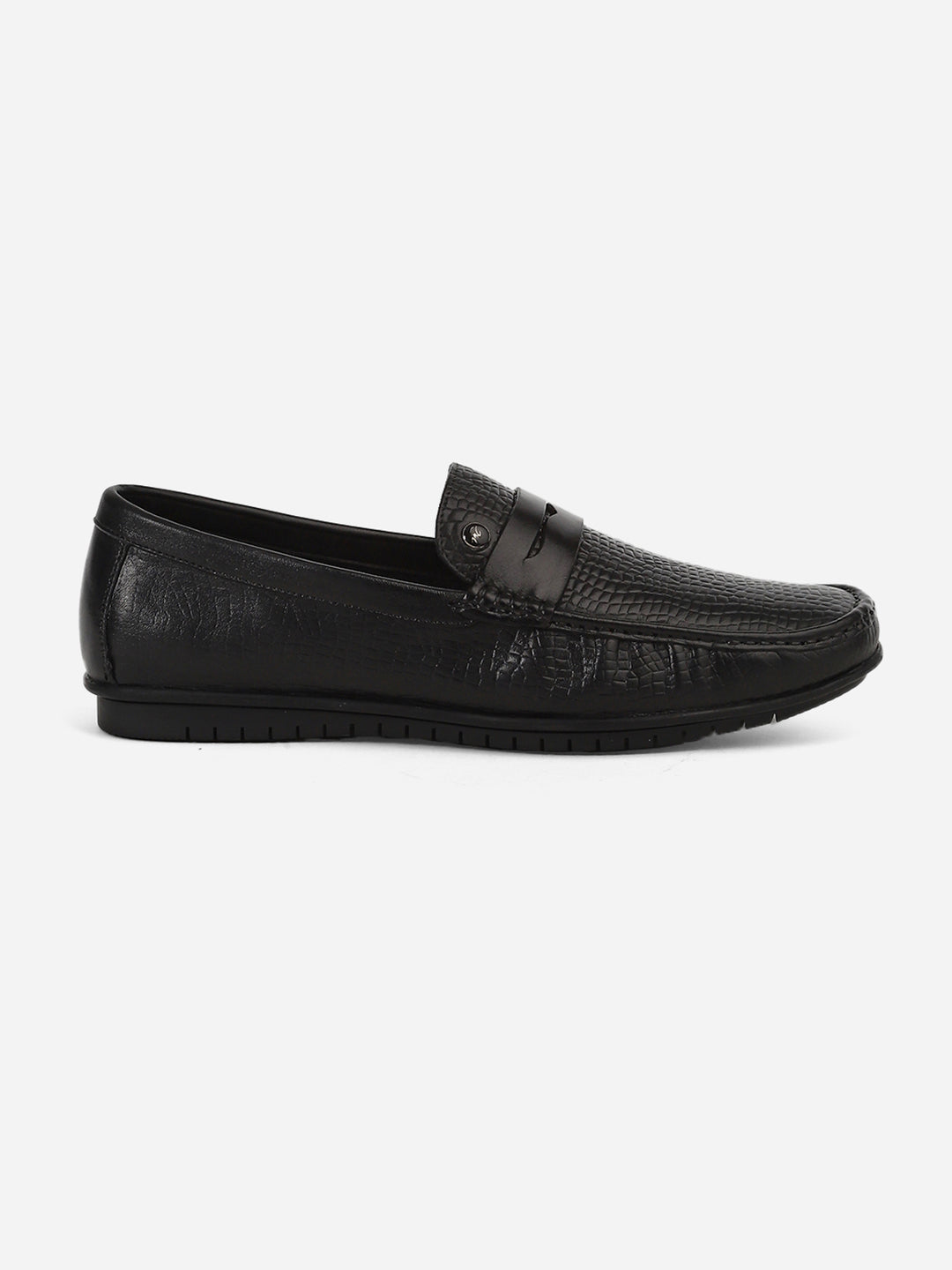 Men Black Slip-On Genuine Leather Loafer