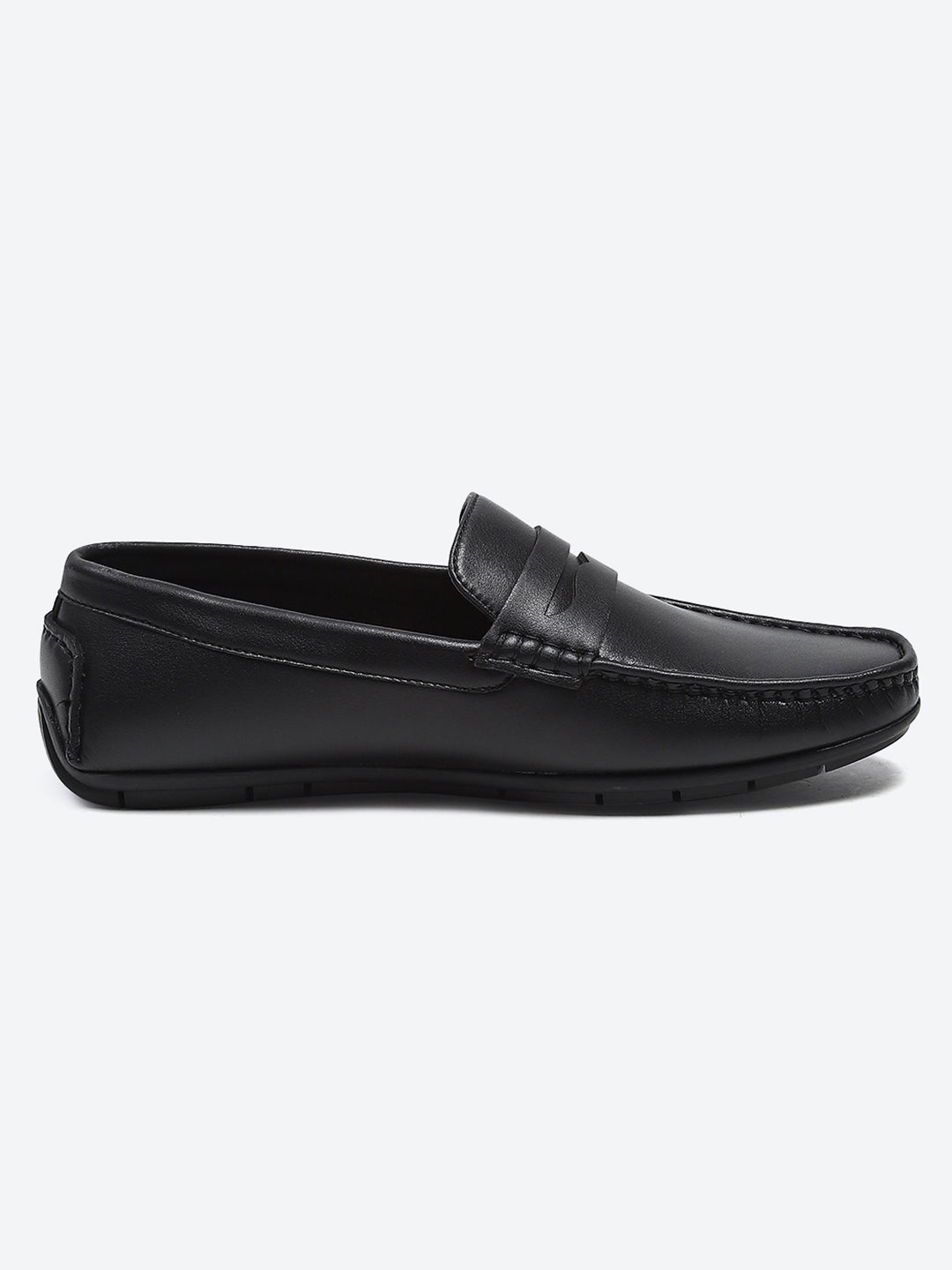 Men Black Slip on Microfibre Loafers