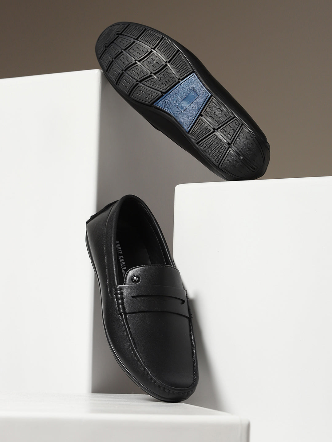 Men Black Slip on Microfibre Loafers