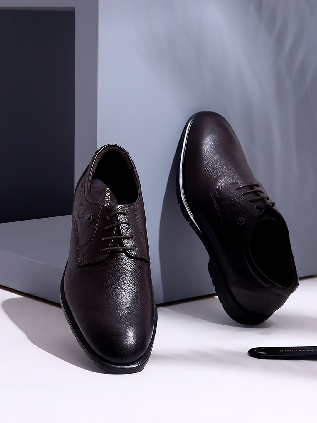 Men Brown Lace Up Genuine Leather Formal Derby