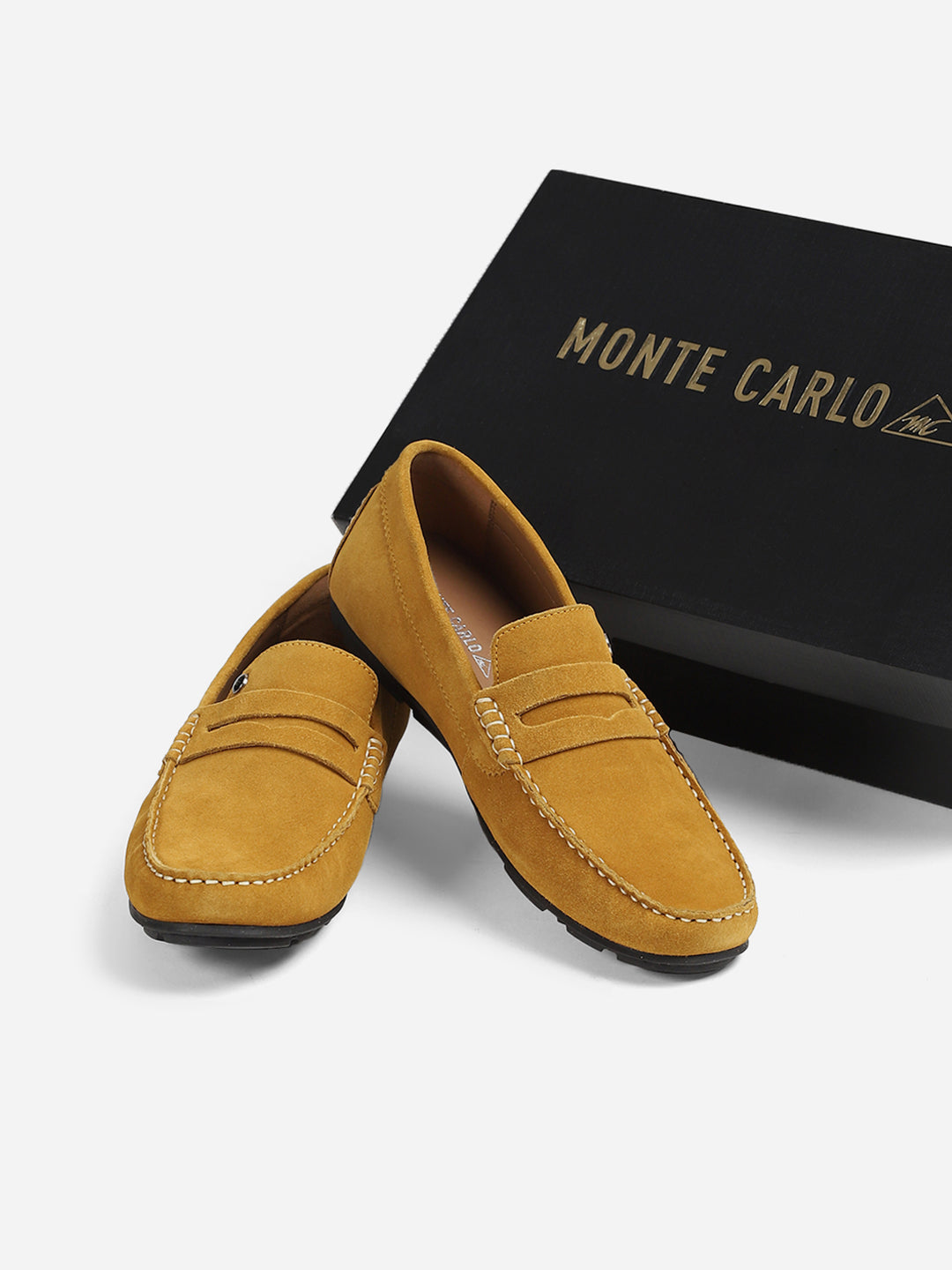 Men Yellow Slip-On Genuine Leather Loafer