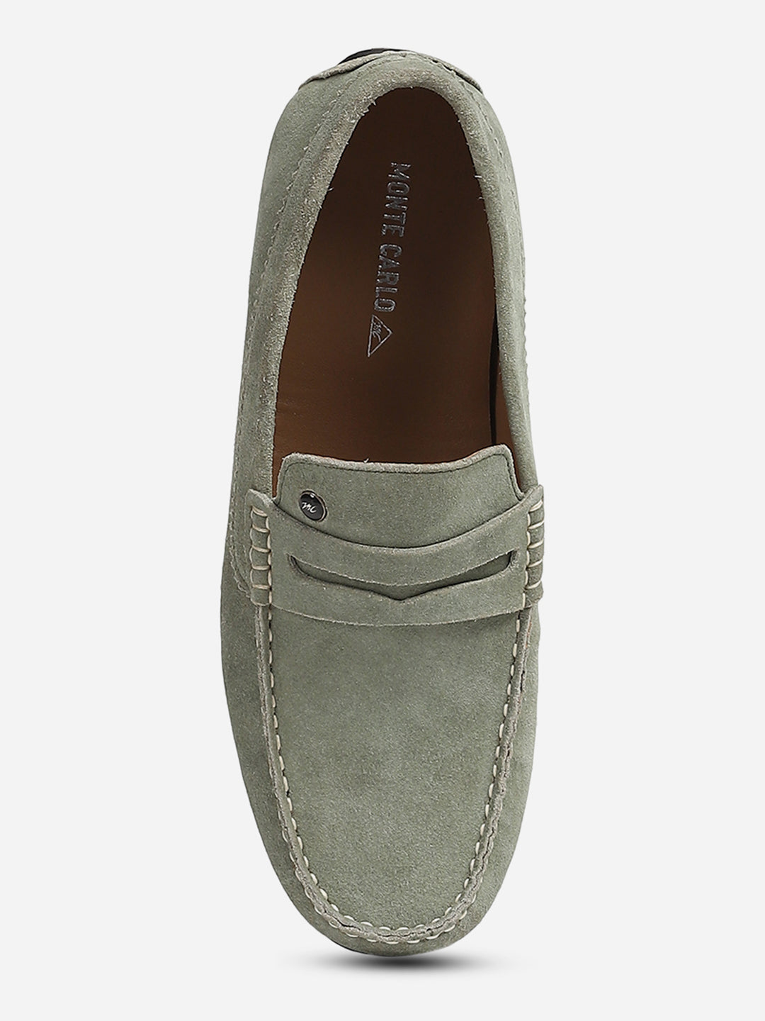 Men Grey Slip-On Genuine Leather Loafer