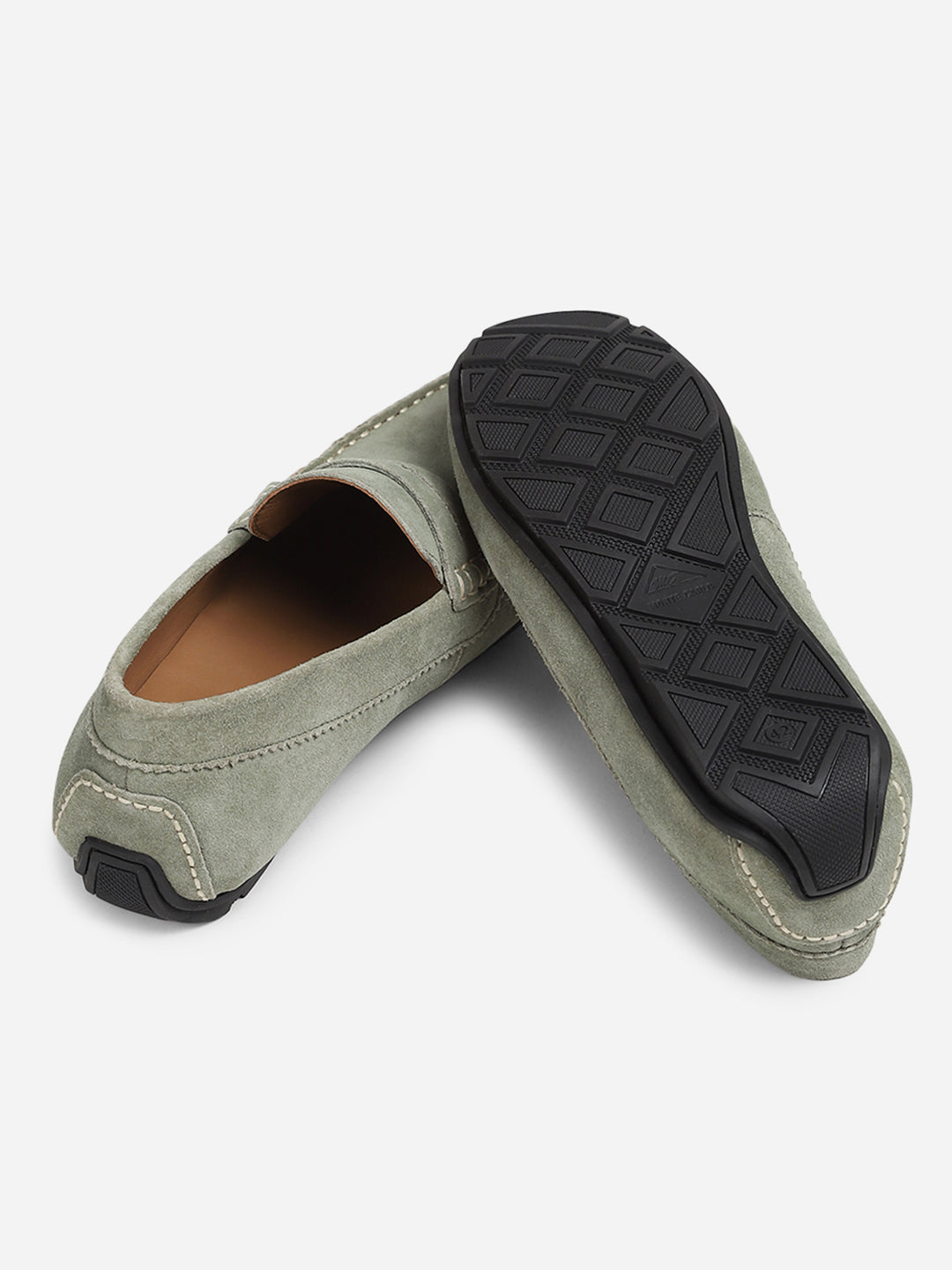 Men Grey Slip-On Genuine Leather Loafer