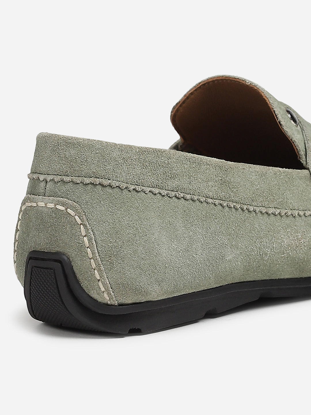 Men Grey Slip-On Genuine Leather Loafer