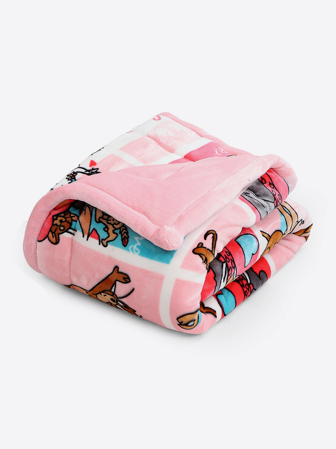 Printed Baby Blanket 3 Ply, 1609 GSM 5Pcs Set (1 Baby Comforter, 1 Bedsheet, 1 Neck Pillow & 2 Bolster)