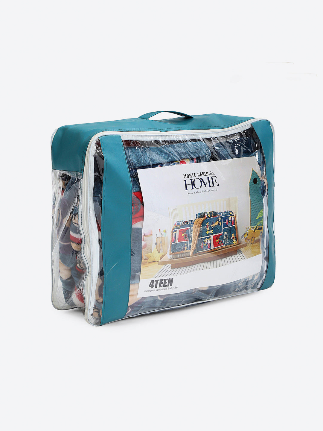 Printed Baby Blanket 3 Ply, 1609 GSM 5Pcs Set (1 Baby Comforter, 1 Bedsheet, 1 Neck Pillow & 2 Bolster)