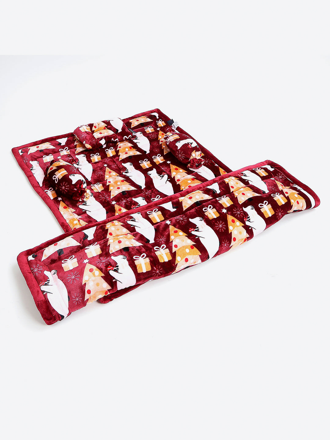 Printed Baby Blanket 3 Ply, 1609 GSM 5Pcs Set (1 Baby Comforter, 1 Bedsheet, 1 Neck Pillow & 2 Bolster)