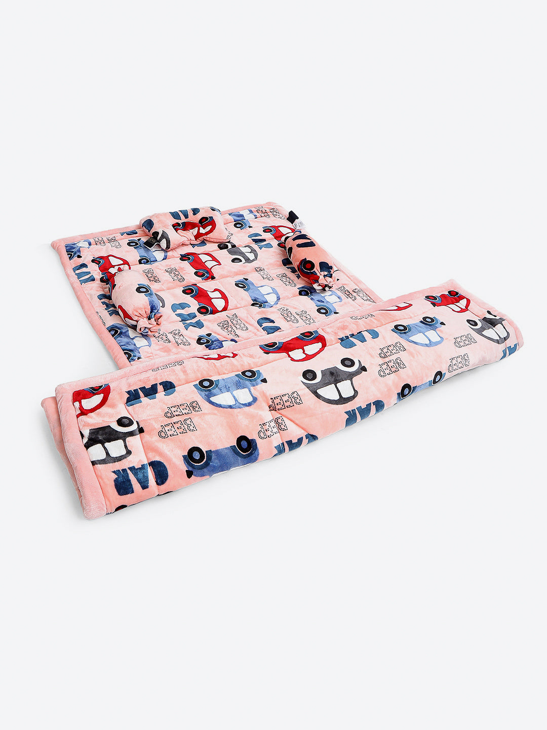 Printed Baby Blanket 3 Ply, 1609 GSM 5Pcs Set (1 Baby Comforter, 1 Bedsheet, 1 Neck Pillow & 2 Bolster)